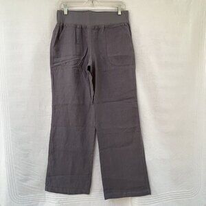 Nicki And Bell Linen Pants Womens Medium Gray Wide Leg High Rise Pull‎ On Relax